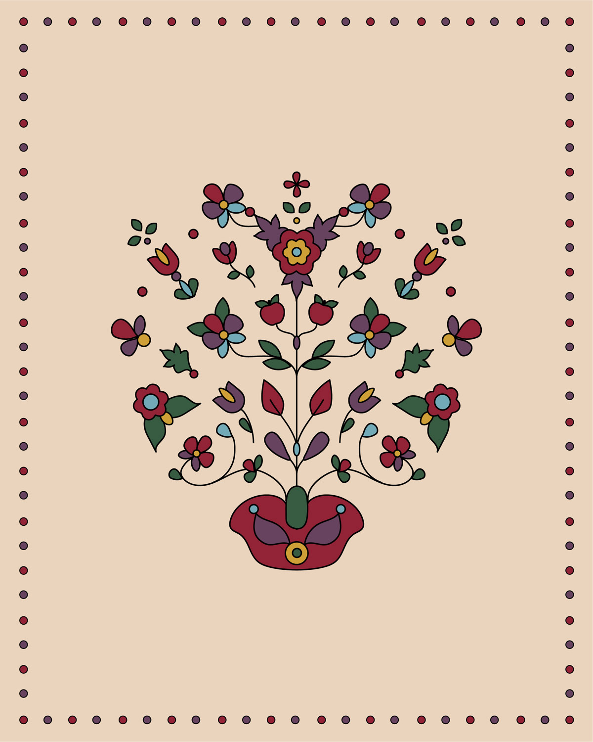 Folk vase - Inspired by a traditional embroidered scarf
